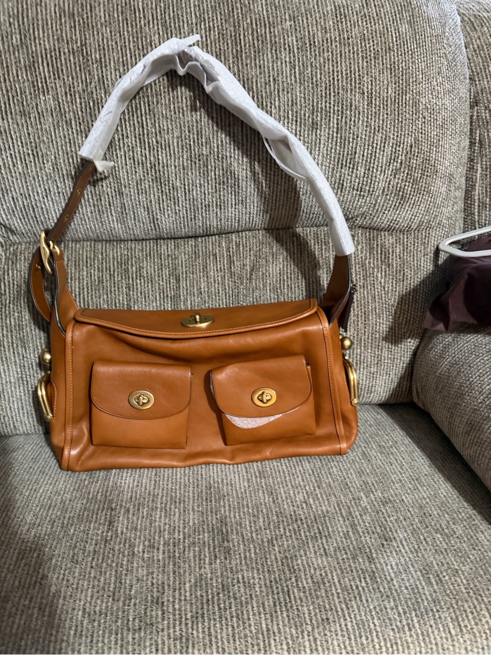 Coach Leather Shoulder Bag in Cognac